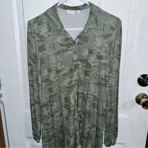 New Directions Olive Camo Blouse
